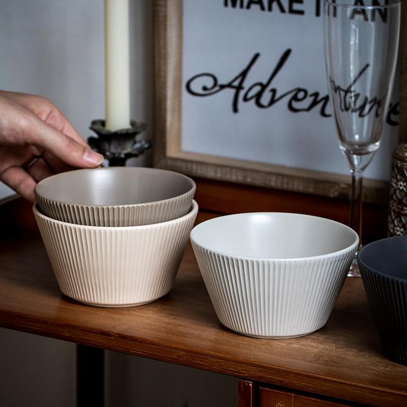 Xiwu Relief Rice Bowl 5-inch Personalized Niche Ceramic Bowl, Home Specialty High Aesthetic Rice Bowl