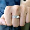 Adjustable Open Ring Men Women Vintage Taoist Nine Syllables Mantra Geometric Copper Plated Finger