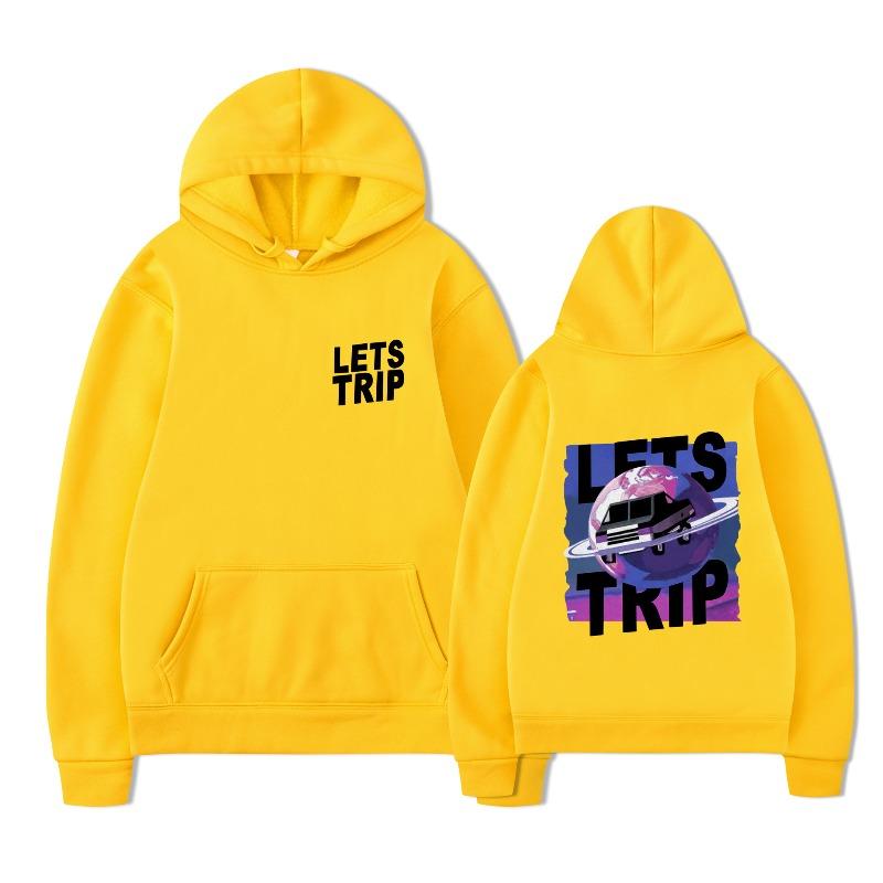Autumn LETS TRIP Letter Printed Men's Hoodie Y2K Clothes Vintage Fashion Unisex Long Sleeve Pullovers