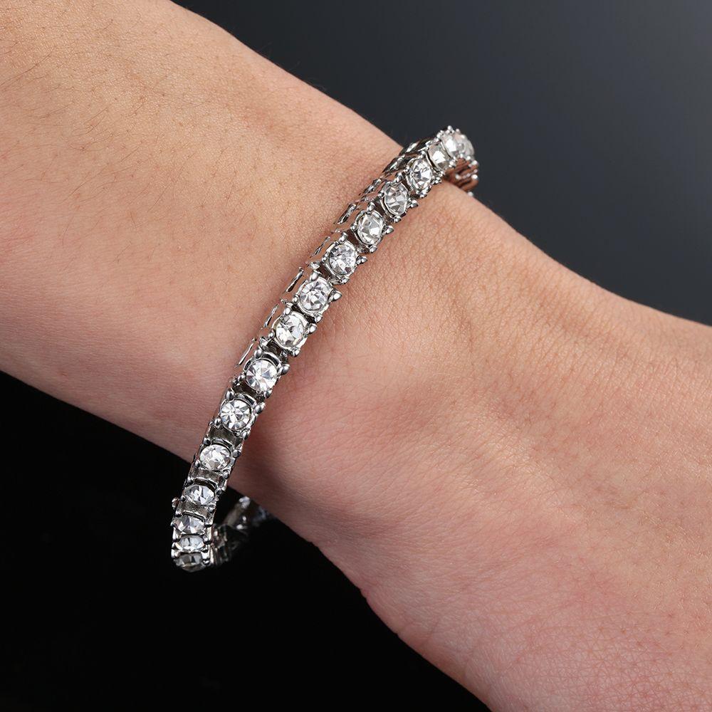 5mm Width Luxury Shiny Fashion Bracelet Hip Hop Bracelet Inlaid Rhinestone Link Chain