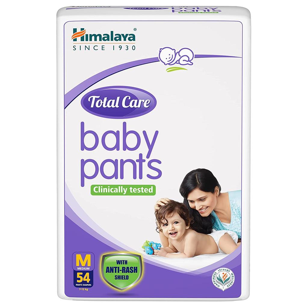 Himalaya Total Care Baby Pants Diapers Medium 54 Count Soft Breathable Leakproof Comfort