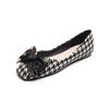Fashion Big Size 34-43 Soft Bottomed Flats Woman Houndstooth Bow-Knot Shoes Femmes Square Toe Ballets Ladies Dress Loafers Moccasin 2025