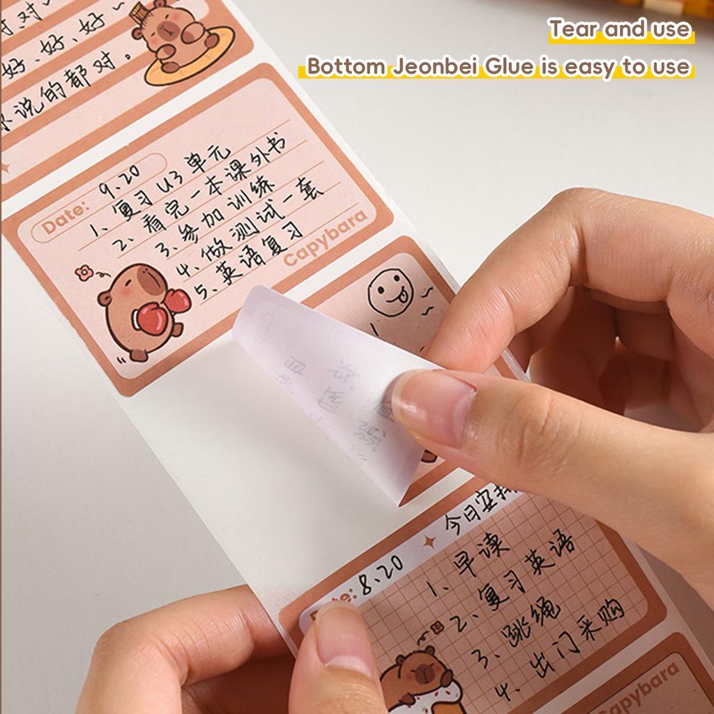 256 Sheets/Box Square Capybara Pull Out Sticky Notes Stickable Decoration Message-Leaving Note Office School Supplies Stationery