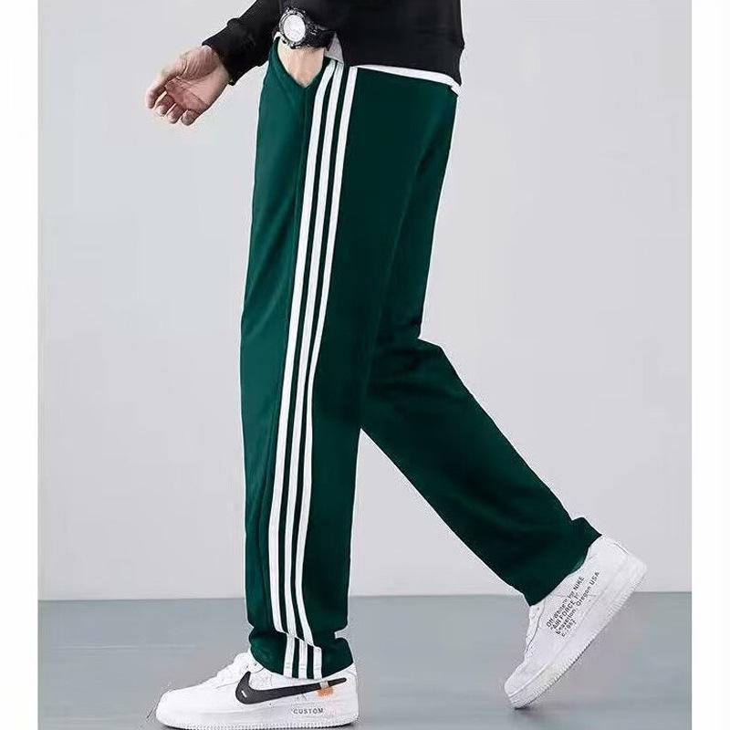 Pantaloni de jogging de iarnă pentru bărbați: Pantaloni sport casual cu trei dungi, largi, cu picior drept
