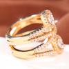Luxurious Gold Color Cross Zircon Double Marquise Multi-band Ring for Women Party