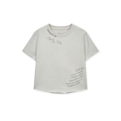 [Matinkim] GRAFFITI ROUND HEM CROP TOP IN CREAM