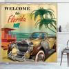 Vintage Car Shower Curtain,Nostalgic Car Garage Service And Repair Store Phrase Dated Faded Waterproof Fabric Bathroom Curtain