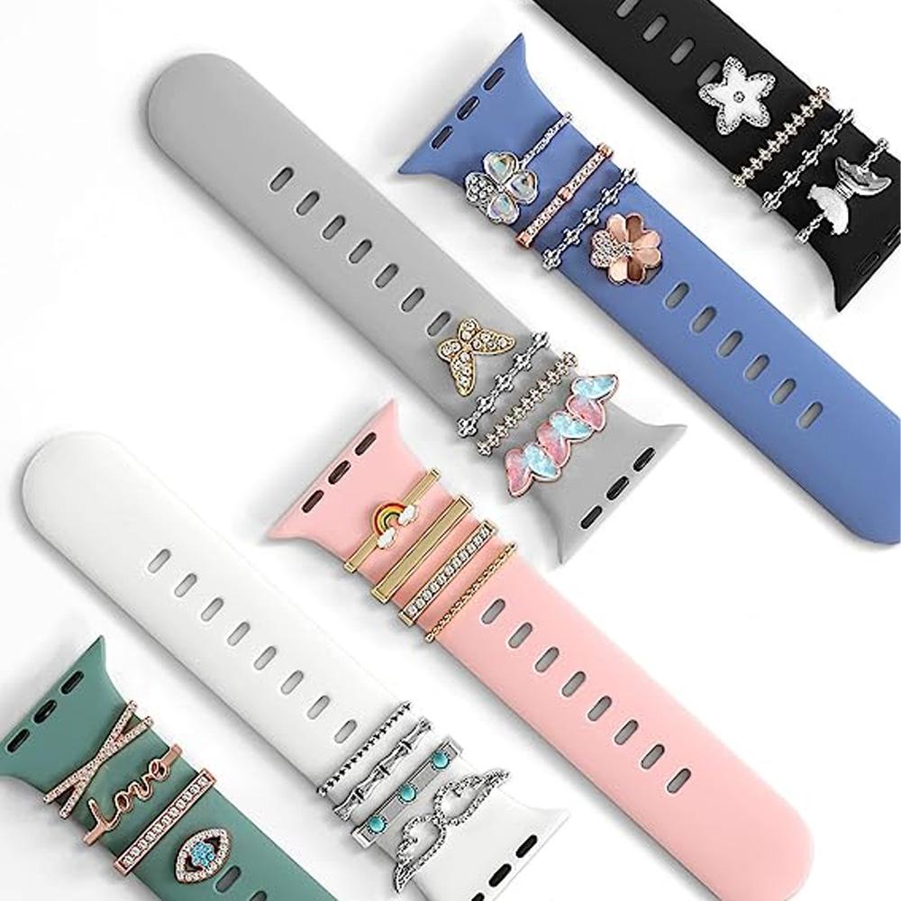 Металлическое декоративное кольцо для ремешка для Apple Watch, ремешок для Samsung Watch, ремешок для Huawei Watch, декоративные подвески, ювелирные изделия с бриллиантами для iWatch