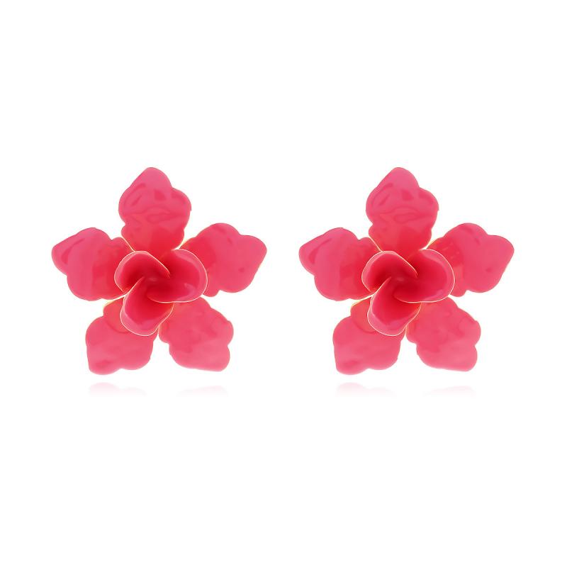 Exaggerate Oil Drop Flower Earrings for Women Luxury Design Stud Earrings Fashion Jewelry Accessories Party Wedding Gift