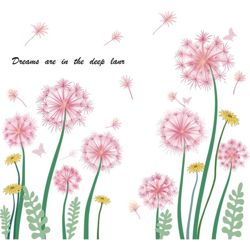 2pcs Dandelion Wall Stickers Self-adhesive Wall Decals For Living Room Porch Bedroom Home Decoration