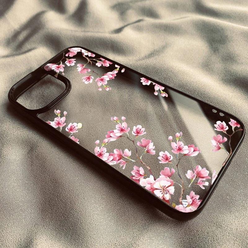 Cherry Blossom Transparent Phone Case For iPhone 17 Air 16 15 13 12 11 Pro Max Pro Plus Protective Antii-Scratch Funda Cover