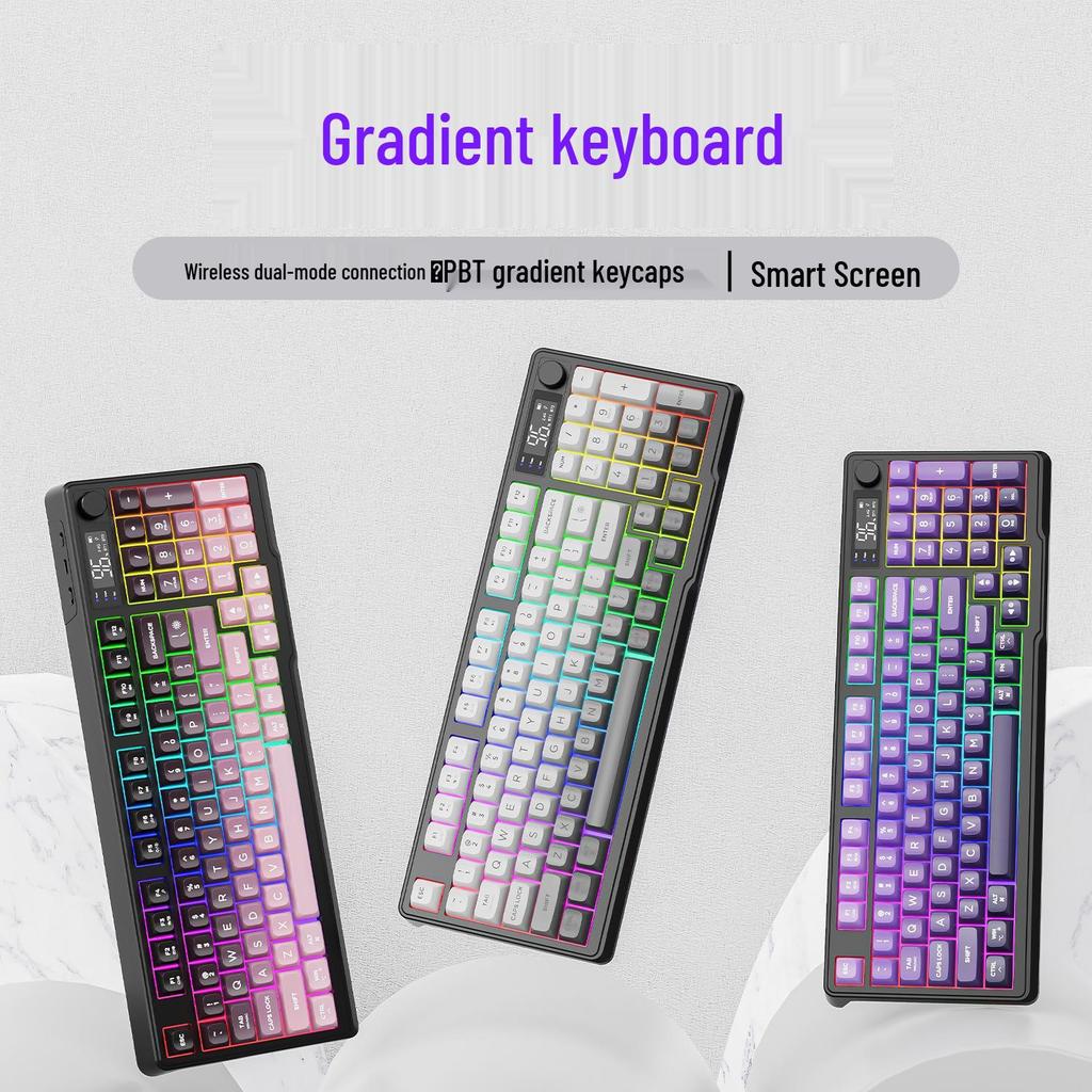 Free Wolf M96 Wireless Bluetooth Dual-Mode Keyboard with Gradient PBT Keycaps & Display Screen