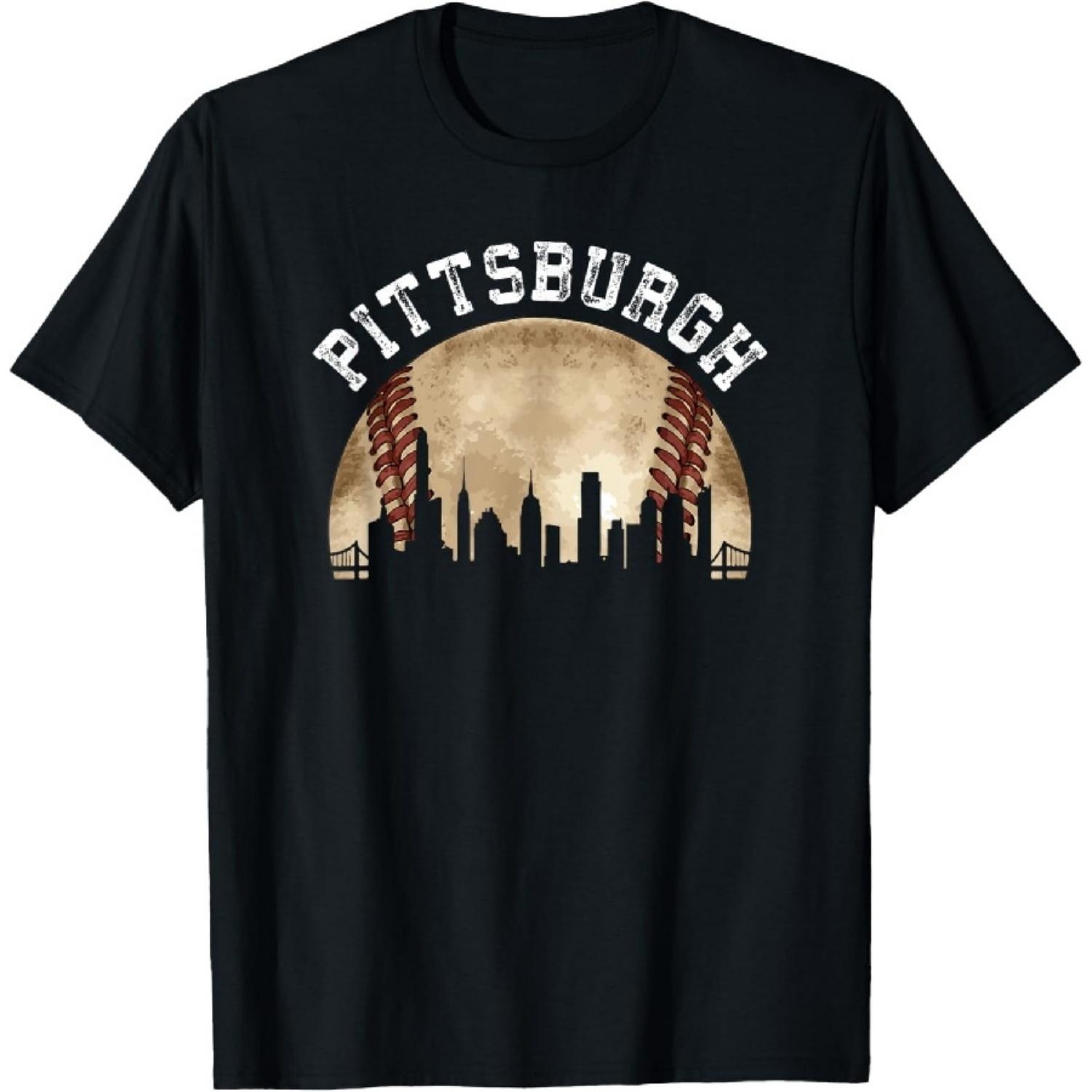 

Pittsburgh Skyline City Vintage Baseball Lover T-Shirt XXXXXL чёрный