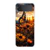 Phone Case For Samsung Galaxy Z Flip 3 4 5 Hard Folding Clear PC For Samsung Z Flip 6 Back Cover Beautiful Yellow Sunflower