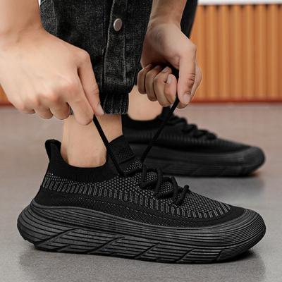 Décontracté Homme Maille Respirante Été Respirant Couleur Unie Baskets Homme Baskets Décontractées Quatre Saisons Lacets Chaussures de Mode