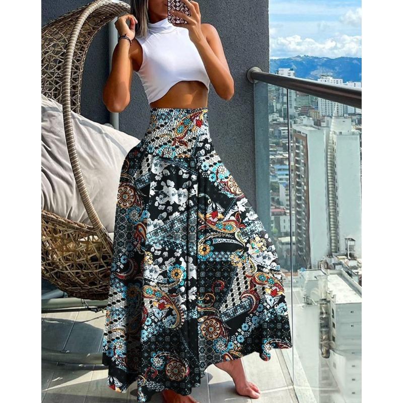 Summer Fashion High Waist Skinny Printed Women's Skirt Women