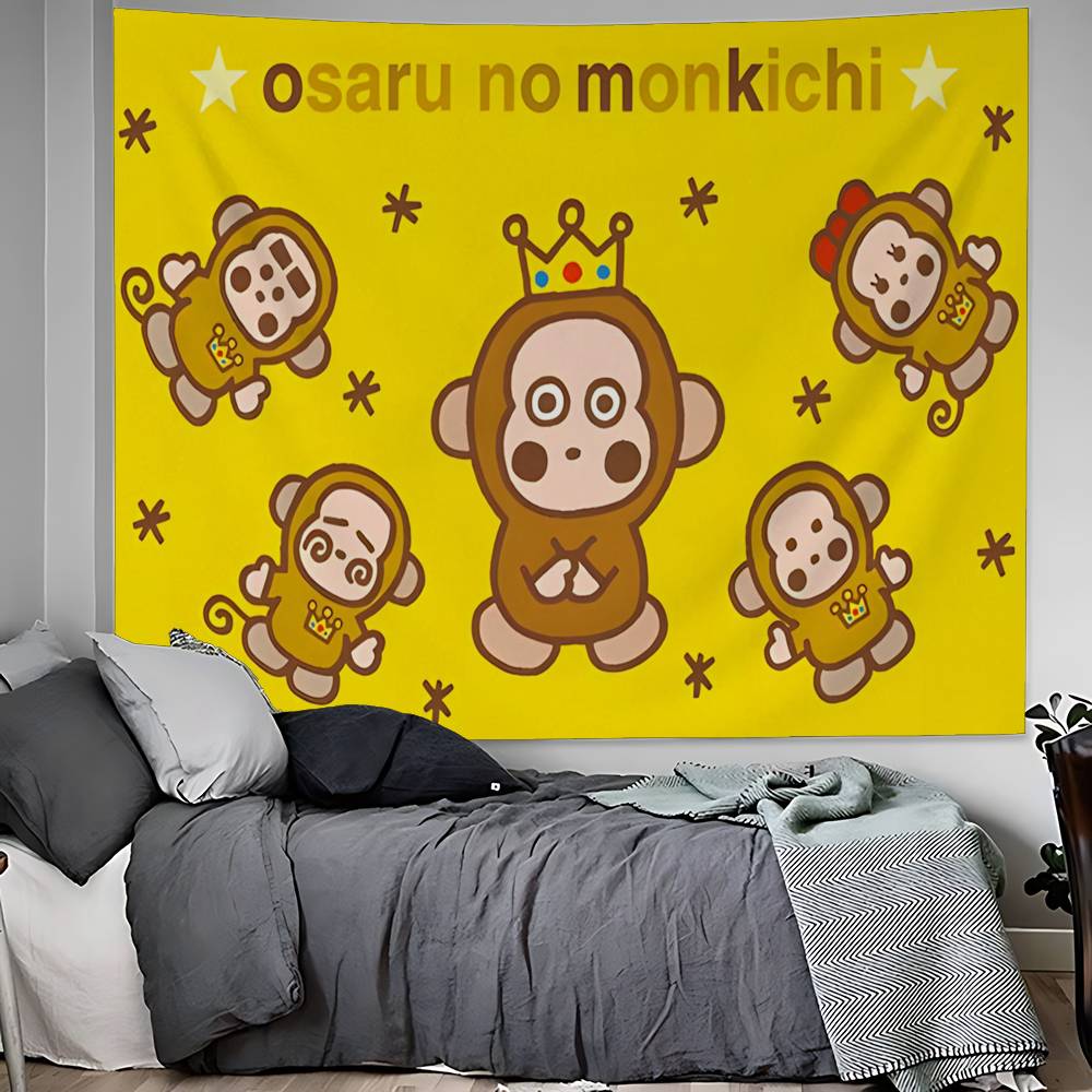 

Cartoon Cute Monkichis Hanging Bohemian Tapestry Hanging Tarot Hippie Wall Rugs Dorm Wall Hanging Home Decor 74x94cm(29x37in)