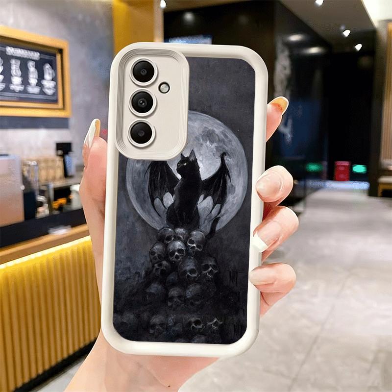 Phone Case for Samsung Galaxy A17 A16 A15 A14 A13 Black Cat Witch Aesthetics A56 A36 A26 A55 A35 A25 A54 A34 A24 A53 A33 A23 A07