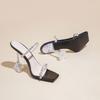 Fashion New Summer Sexy Fashion Open Toe Women's Sandals Water Diamond Shining Square Headed Banquet Women's High Heels Large Design
