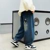 2025 New Boys' Fleece-Lined Straight-Leg Jeans - Warm, Loose, Casual Pants for Medium and Large Children