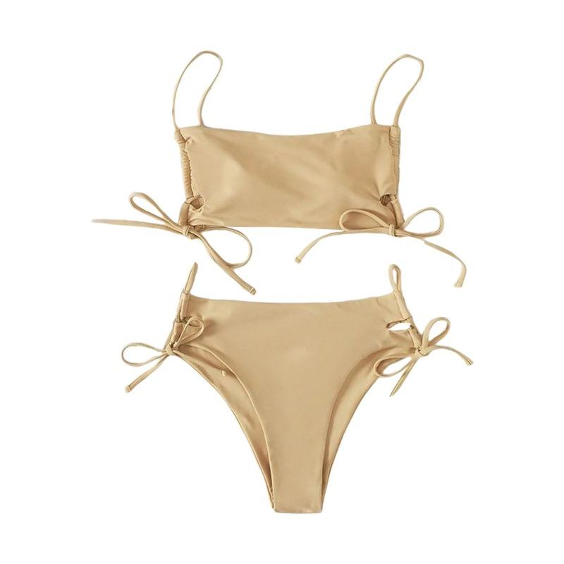 Female Swimming Suit Screw Thread Bikini Set 2 Pieces Sport Beach Suit Women Sport Bra With Triangle Shorts