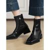 Huge good-looking medium heel thin boots women's head Martin boots thick-soled Chelsea boots small short boots