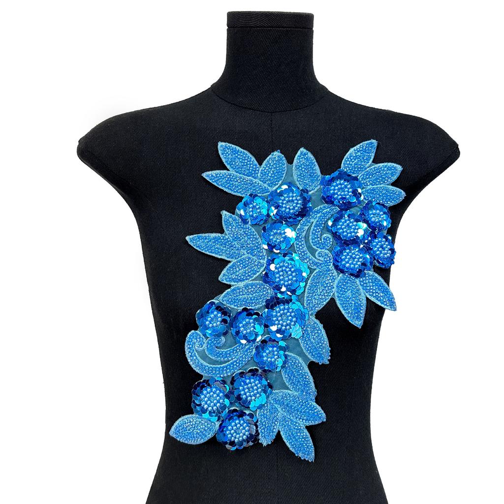 Mesh Sequin Nail Diamond Bead Embroidery Sewing Single Flower Collar Diy Decoration With Clothing Accessories Collar
