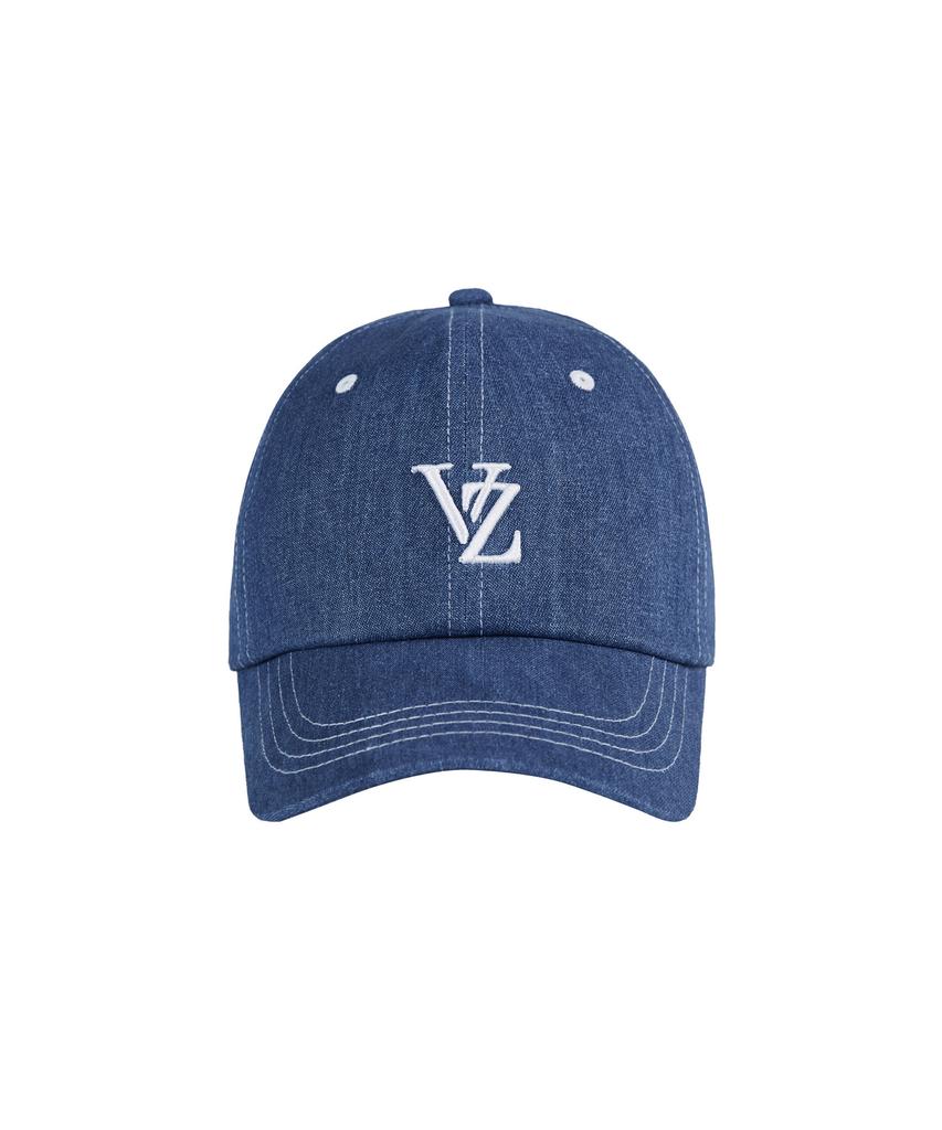 Bajal 3D Monogram Stitch Oversized Ball Cap Blue Denim