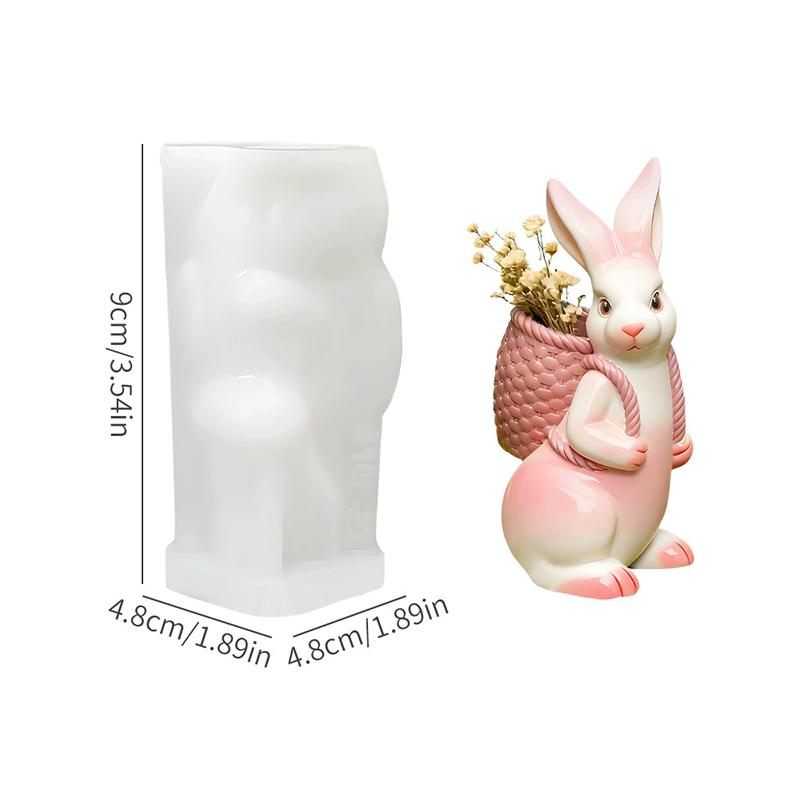 WTEMPO Rabbit Shaped Resin Mold Cute Bunny Design Silicone Mold for Epoxy Resin Crafts Soap Clay Candle Making Cabinet Desktop Decor Mold