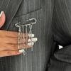Ingemark Trendy Exquisite Star Pendant Tassel Brooch Women Creative Sliver Color Dress Suit Collar Pins Clip New Year Jewelry
