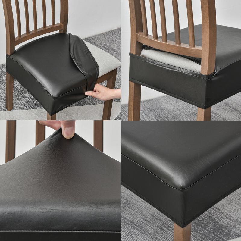 WaterProof Square Chair Cushion Cover PU Leather Seat Slipcover Chair Cover for Kitchen Hotel Banquet Dining Living Room 1PC