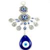 Ornament Horseshoe with Elephant Rear View Mirror Car Pendant Glass Decoration Hanging Ornament Evil Eye Navy Blue