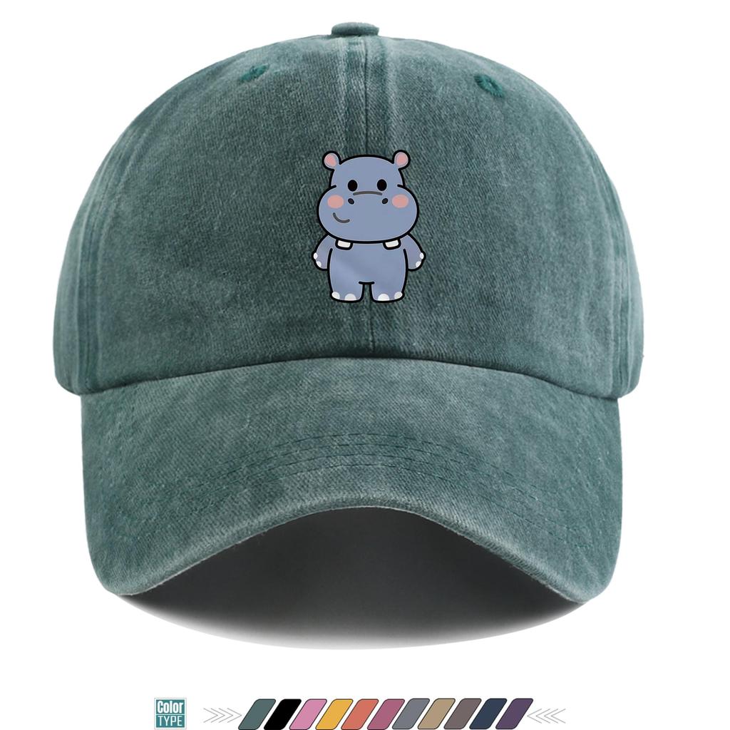 Pc Q Version Hippo Print Trucker Hat Comfortable And Breathable Stylish And Attractive Cartoon Game Classic Black Papa Hat