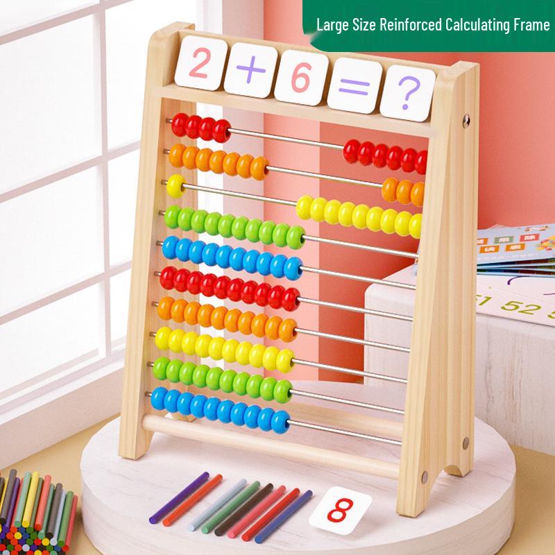 Colorful Wooden Ten-Row Abacus for Early Childhood Education
