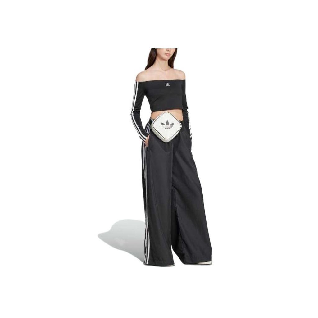 Adidas Damen Adicolor Off-Shoulder Langarm-Langarmtop Schwarz Damen Streetwear JD0274