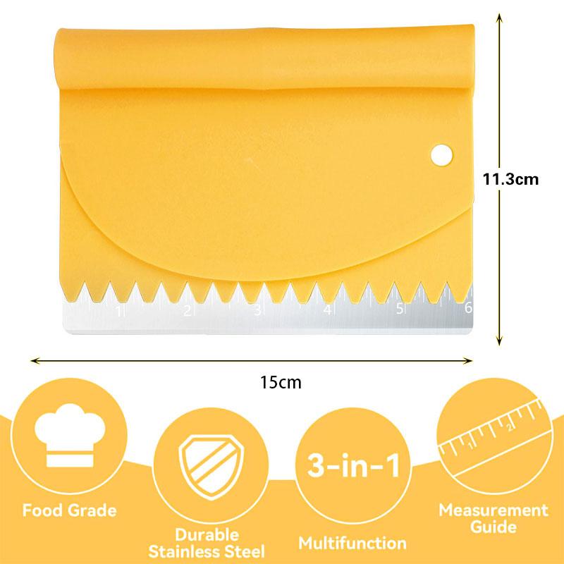 Set di Raschiatoi per Impasto 3-in-1 Raschietto da Banco in Acciaio Inossidabile con Misure Raschietto per Ciotole&Raschietto per Torte Strumenti per Pasticceria Pane Pizza Torte