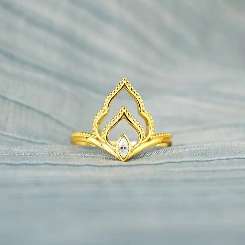 1Pc Horse Eye Design Ring Inlaid with Synthetic Zircon Chinese Ring Popular Jewelry