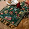 Table Runner Christmas Coffee Table Decor Embroidered with Hand-tassels for Indoor Outdoor Home Party Wedding Table Decoration