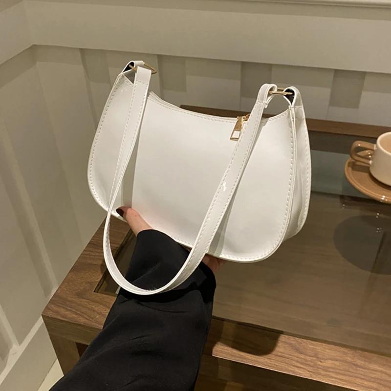 Retro Solid Color PU Leather Shoulder Bag Fashi Women's Handbags Casual Designer Hobos Underarm Bag, Suitable for Daily Use