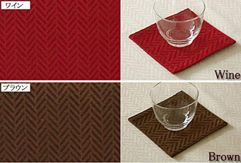 Cleib Herringbone Water-Repellent Coasters, Set of 10, Approximately 12x12cm, Green, FS006