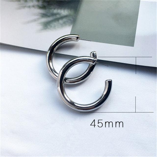 Boucles d'oreilles créoles géométriques simples et minimalistes, rondes, couleur or et argent, en métal épais, pour femmes, 1 cm de large