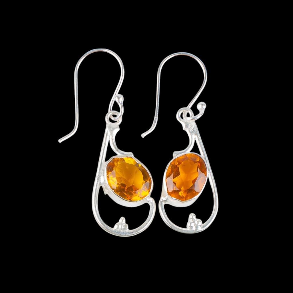 Citrine Gemstone 925 Sterling Silver Jewelry Handmade Earrings1.60" Gift For Her EE-49-9