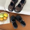 Black Retro High-end Platform Small Leather Shoes Women's 2025 New Summer French with Skirt Shallow Mouth Mary Jane Shoes