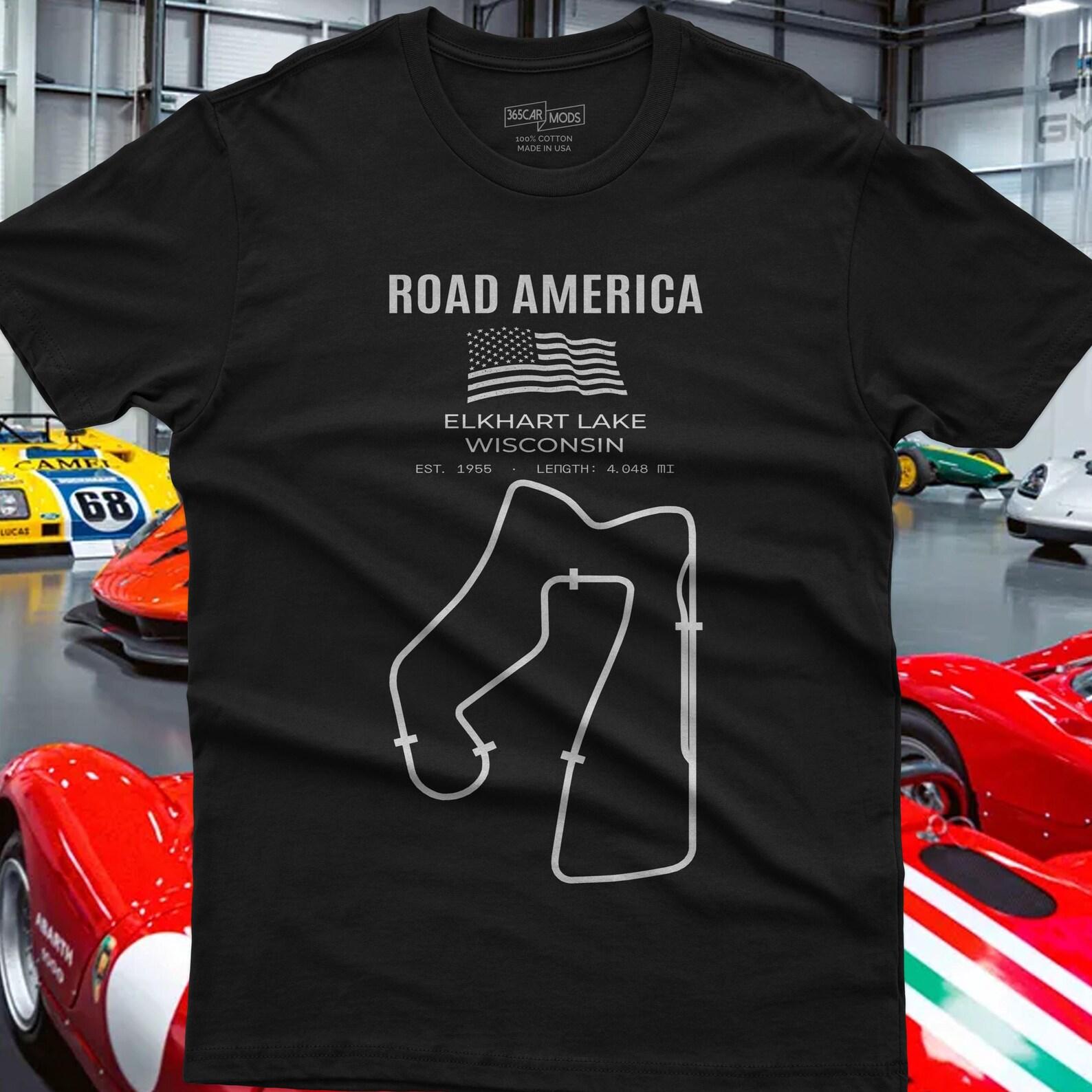 Road America Track Outline T-Shirt, Car Enthusiast Tee, Racing Shirt 2XL