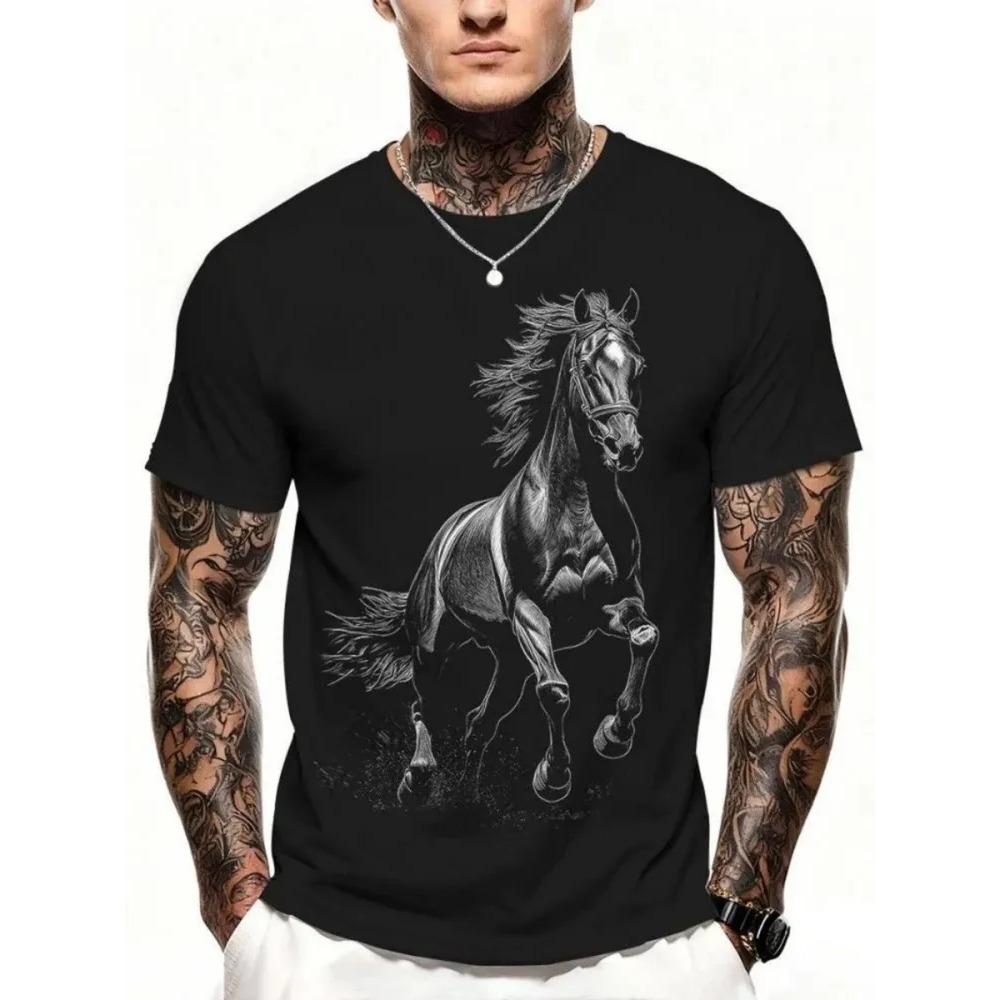 Fashionable Summer Comfortable Round Neck Short Sleeved T-shirt Colorful Animals 3d Printing Casual Loose Breathable Soft Plus Size Men's T-shirt