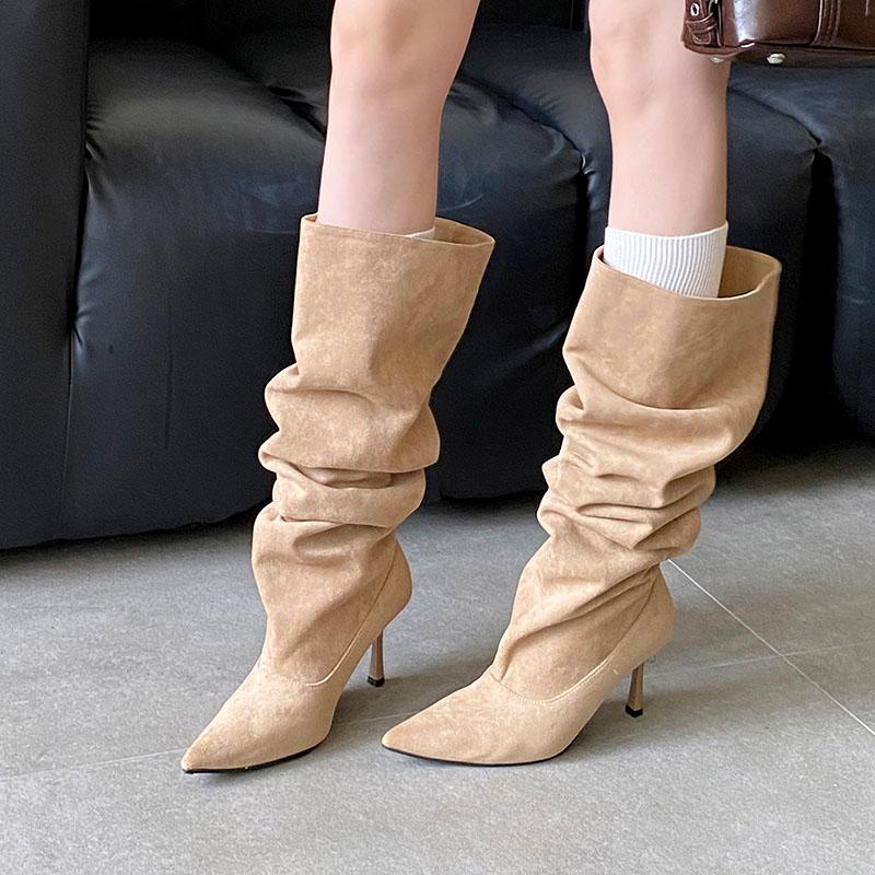 Mode Winter Herbst Mode Slipper Damen Kniehohe Stiefel mit dünnen Absätzen Schuhe Damen Moderne lange Stiefel Weibliche Pumps Schuhe