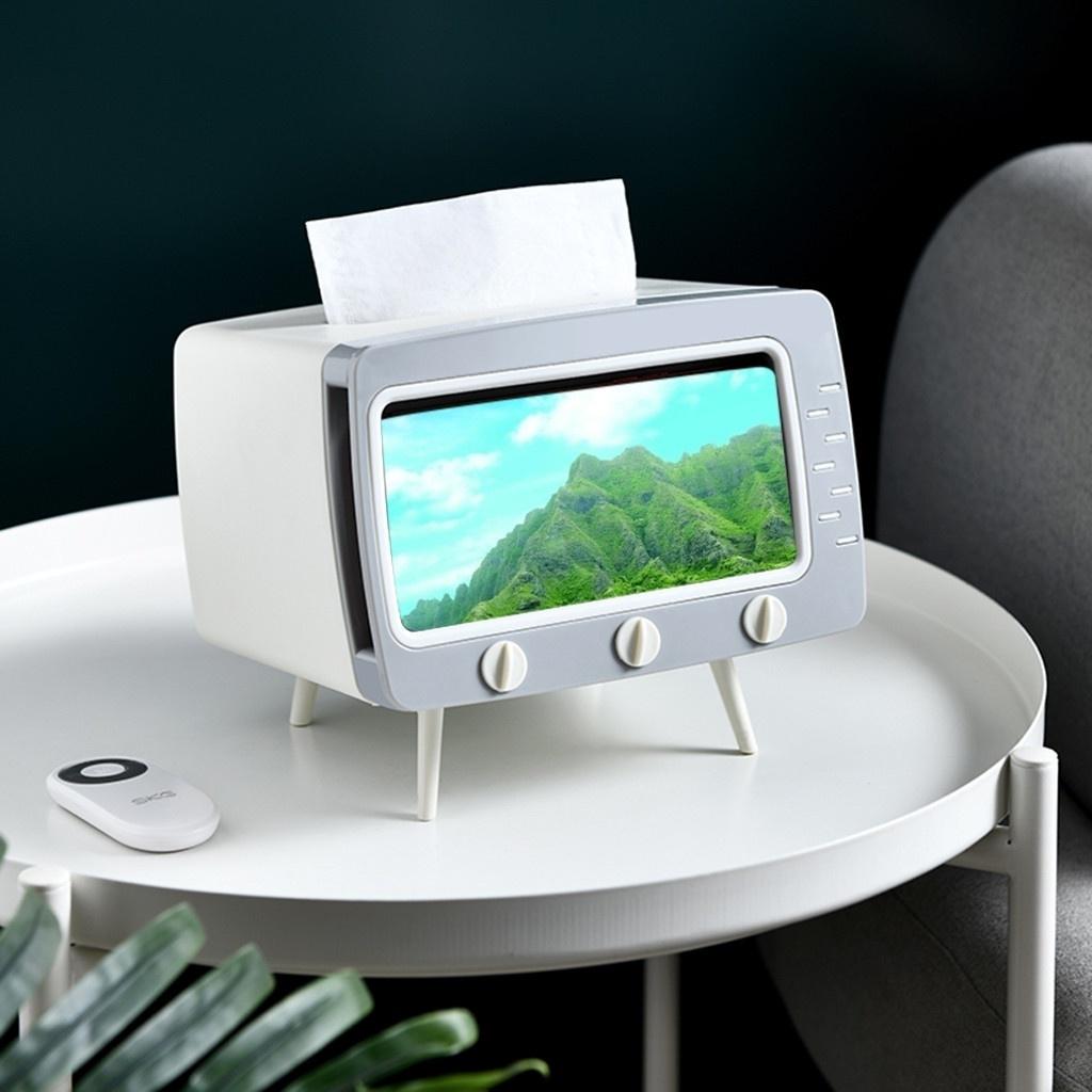 2 In 1 Tissue Box Office Desk Box Creative TV Appearance with Phone Stand