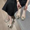 Soft-soled foreign-style single shoes women's spring and summer new fairy versatile shallow-mouth bow Doudou shoes square head flat-soled women's s