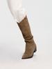 Komorebi Museum Km012L Western Suede Long Boots Genuine Leather Ver. | Beige Khaki