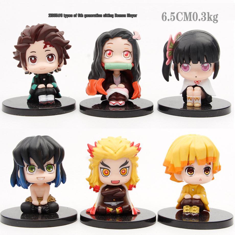 Q Version Demon Slayer Figures - Tanjiro, Nezuko & Zenitsu Ornaments In Sitting, Standing, or Kneeling Poses